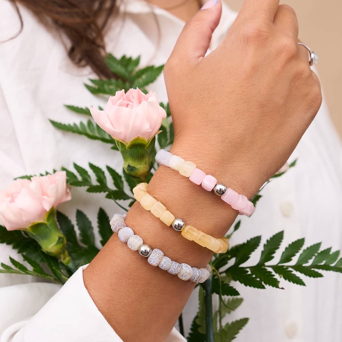 Yellow Quartz | Silver | Gemstone Pebble Bracelet