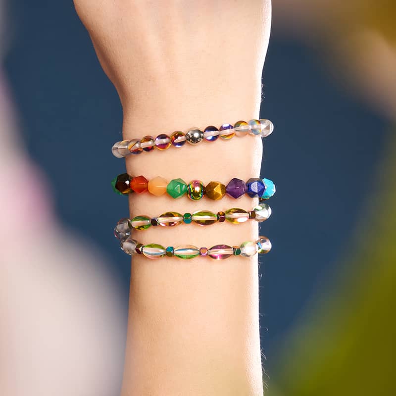 Rainbow Chakra | 7 Gemstone Geom Bracelet | Unicorn Silver