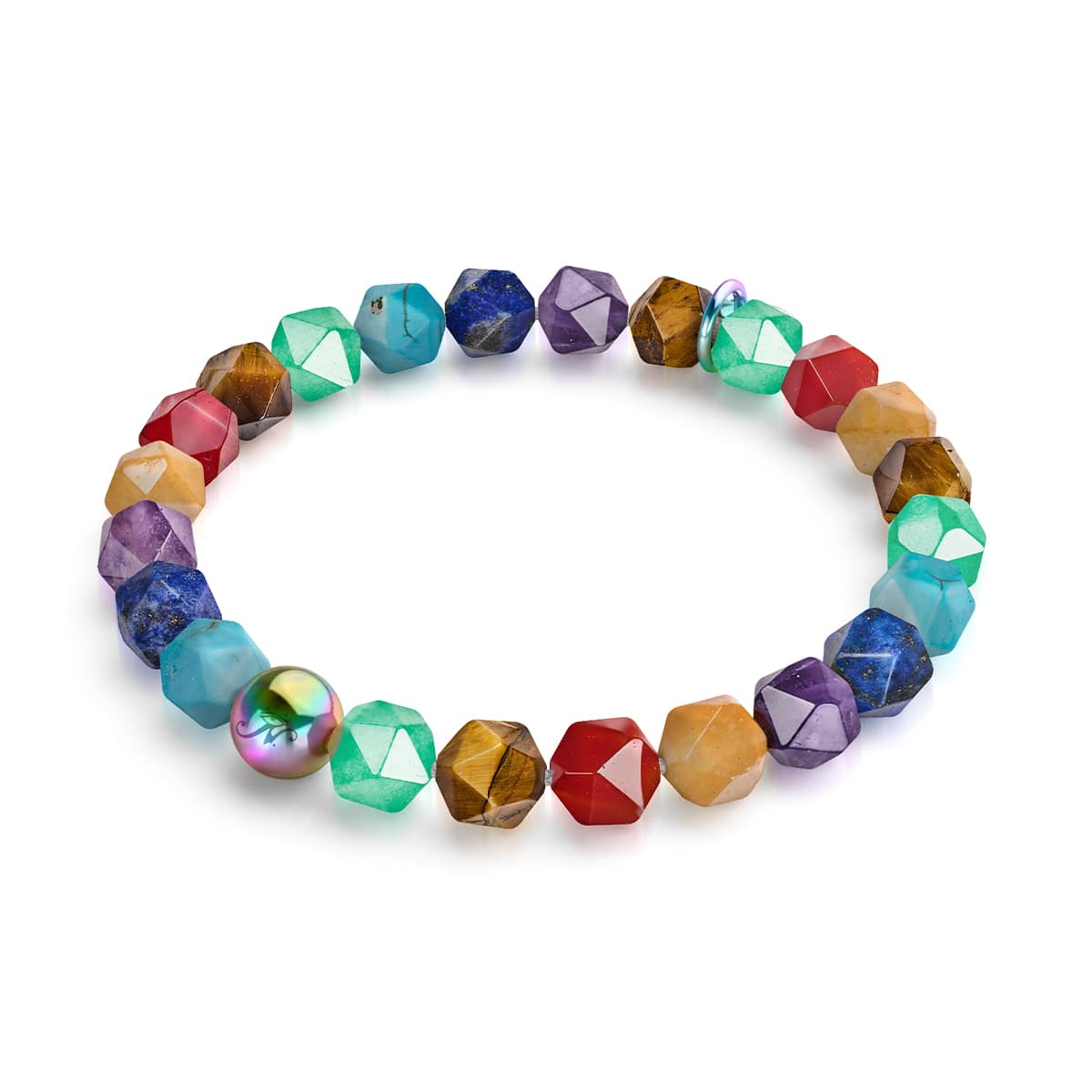 Rainbow Chakra Gemstone Geom Bracelet Unicorn Silver – NOGU