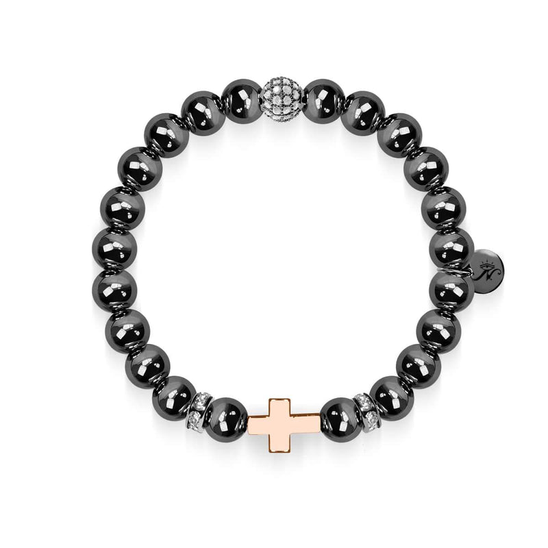 Gunmetal and 18k Rose Gold | Gilded Cross Bracelet