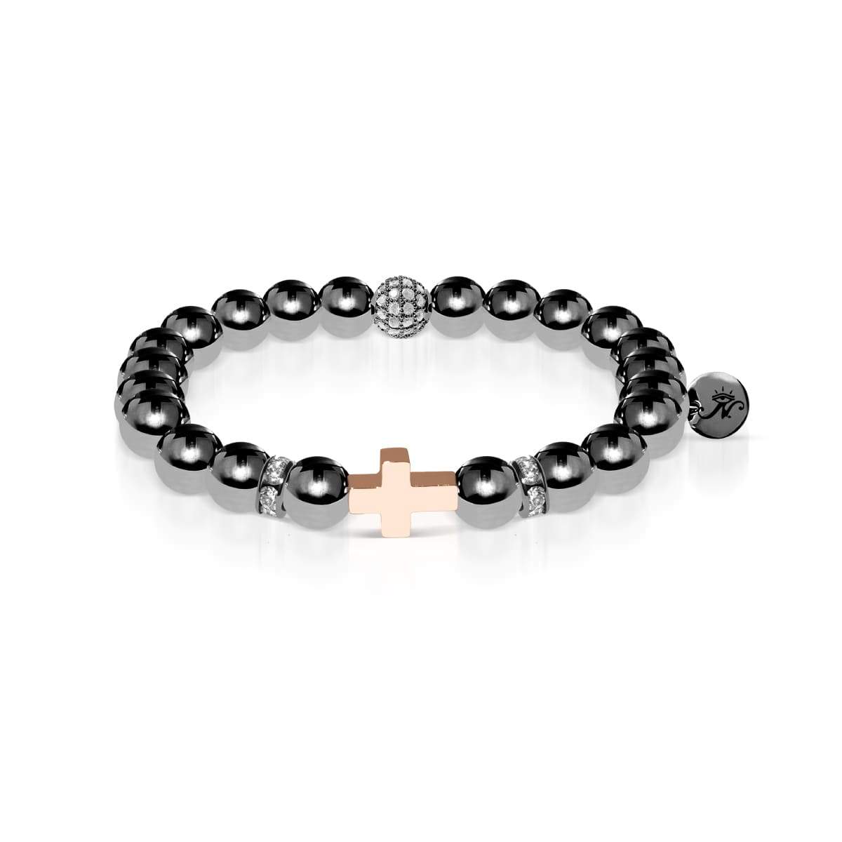 Gunmetal and 18k Rose Gold | Gilded Cross Bracelet