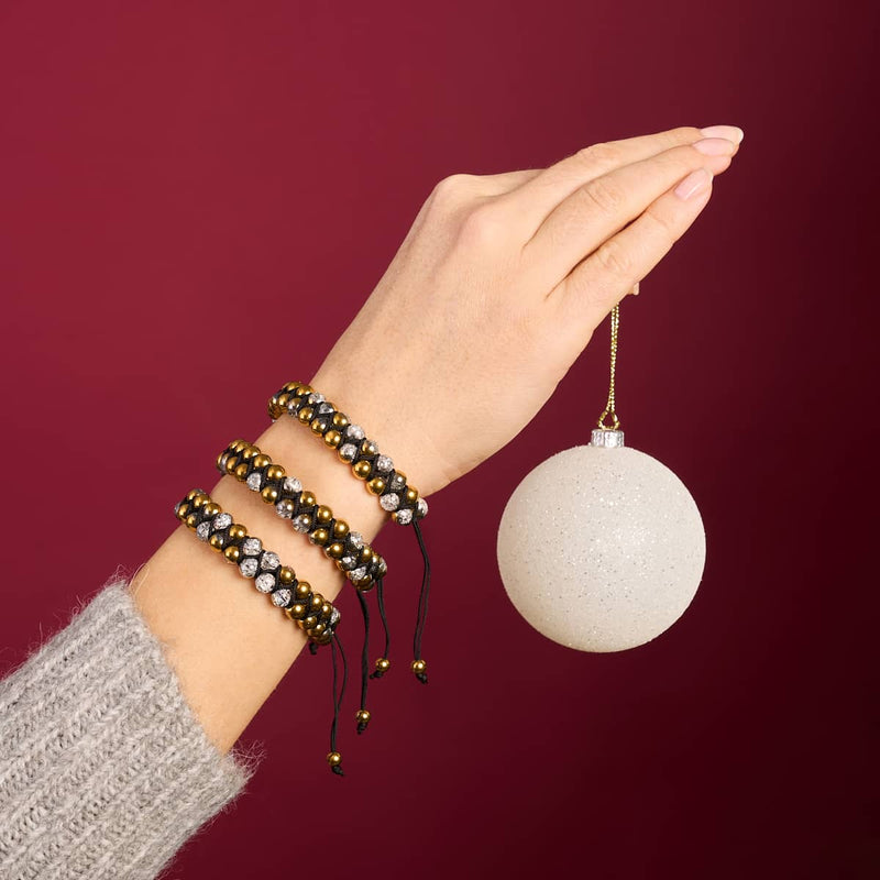 Gold Chrome x White | Glitter Glass Double Bracelet