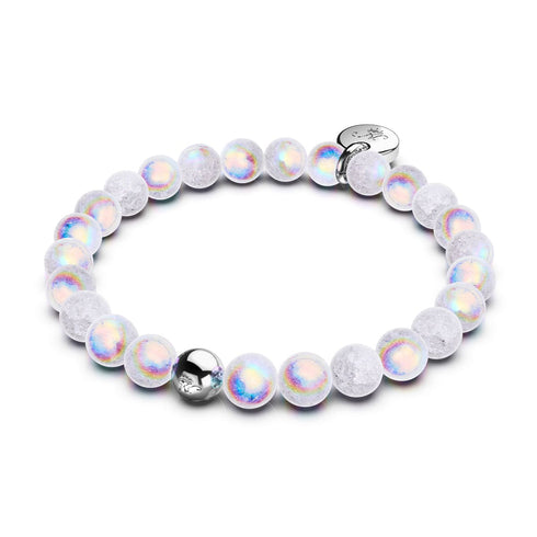 Marshmallow Chrome x White Glitter Glass Bracelet