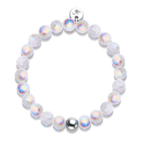 Marshmallow Chrome x White Glitter Glass Bracelet