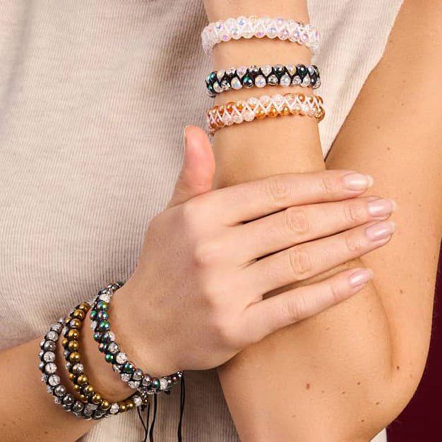 Silver Chrome x White | Glitter Glass Double Bracelet