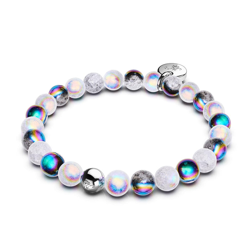 Unicorn Chrome x White Glitter Glass Bracelet