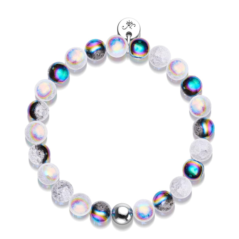 Unicorn Chrome x White Glitter Glass Bracelet