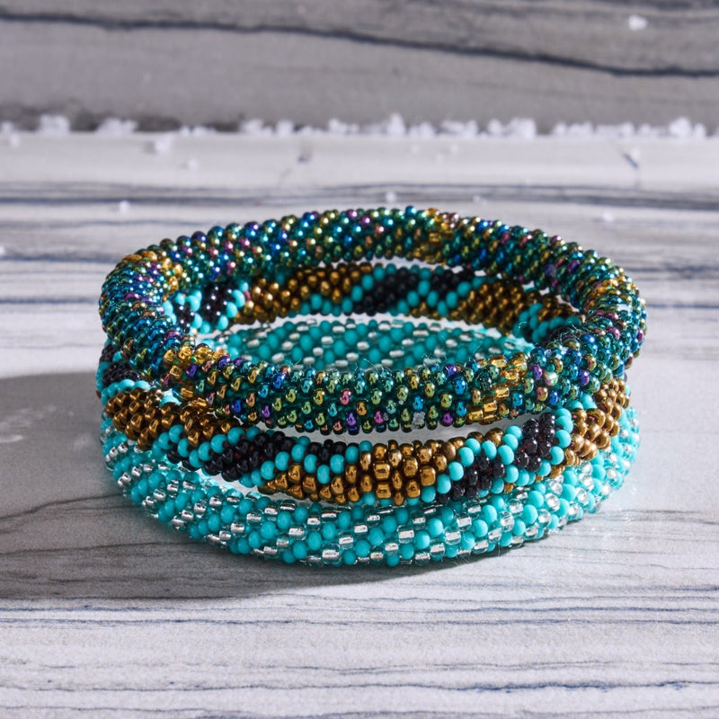 Glacier Blue | Himalayan Glass Bead Bracelet