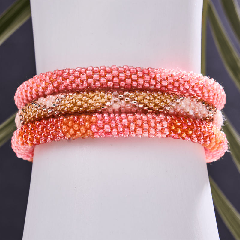 Peach Coral | Himalayan Glass Bead Bracelet