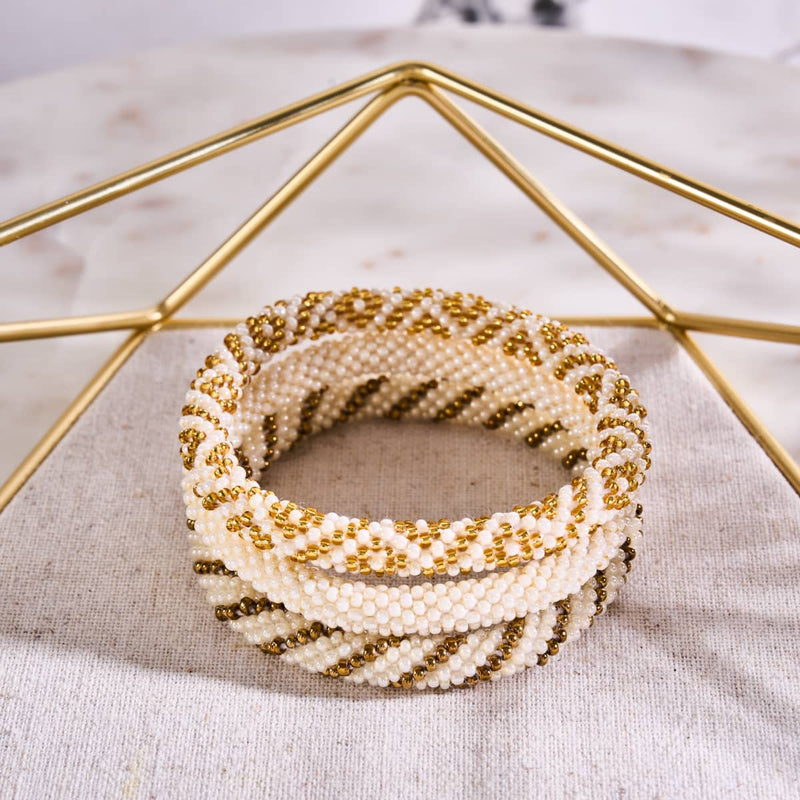 Water Chestnut | Himalayan Glass Bead Bracelet