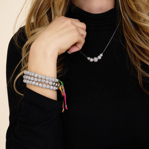 Winter White Crystal | Silver x Spectrum | Kikiballa Bracelet
