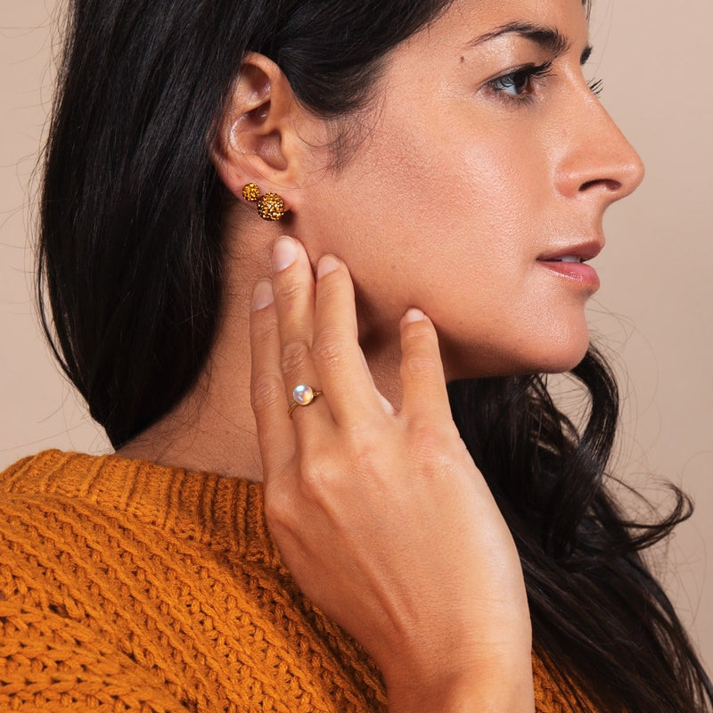 Amber Crystal | .925 Sterling Silver | Mini Kikiballa Earrings