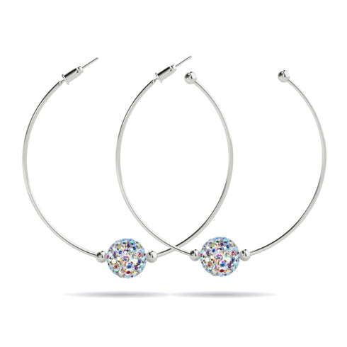Confetti Crystal | Silver | Kikiballa Hoop Earrings