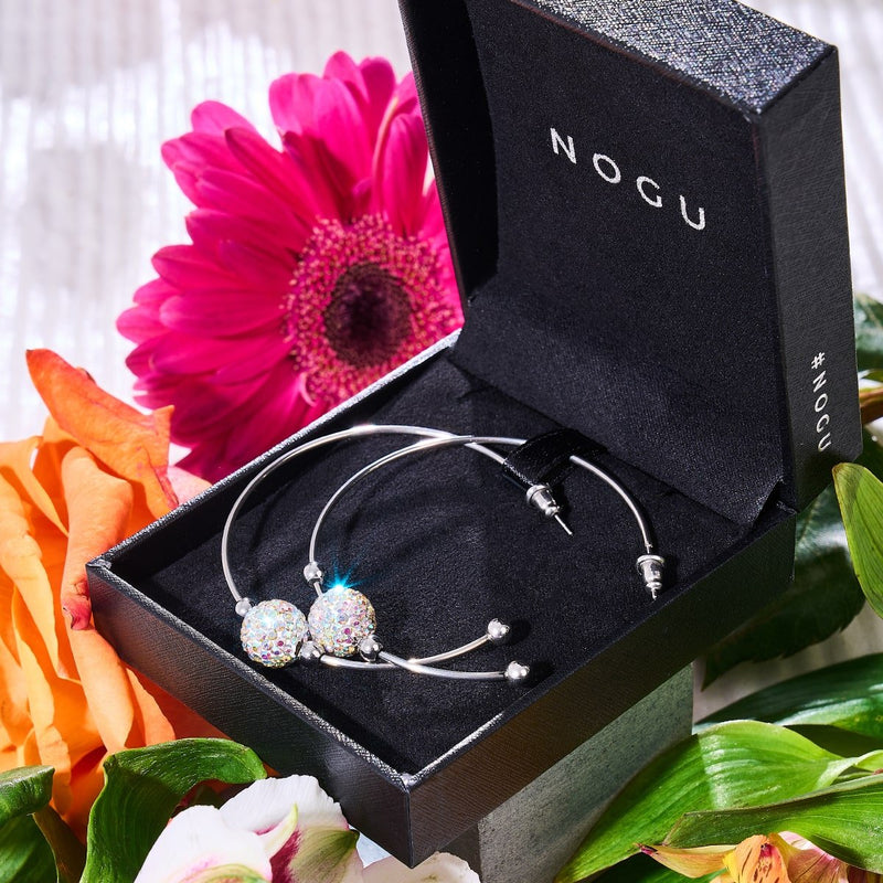 Confetti Crystal | Silver | Kikiballa Hoop Earrings