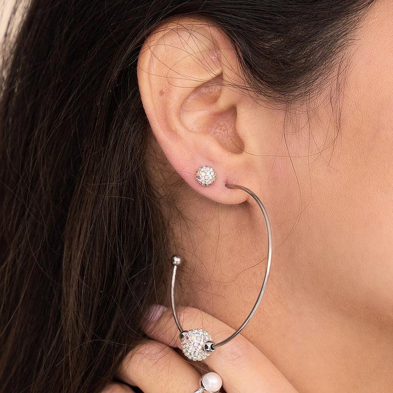 Confetti Crystal | Silver | Kikiballa Hoop Earrings