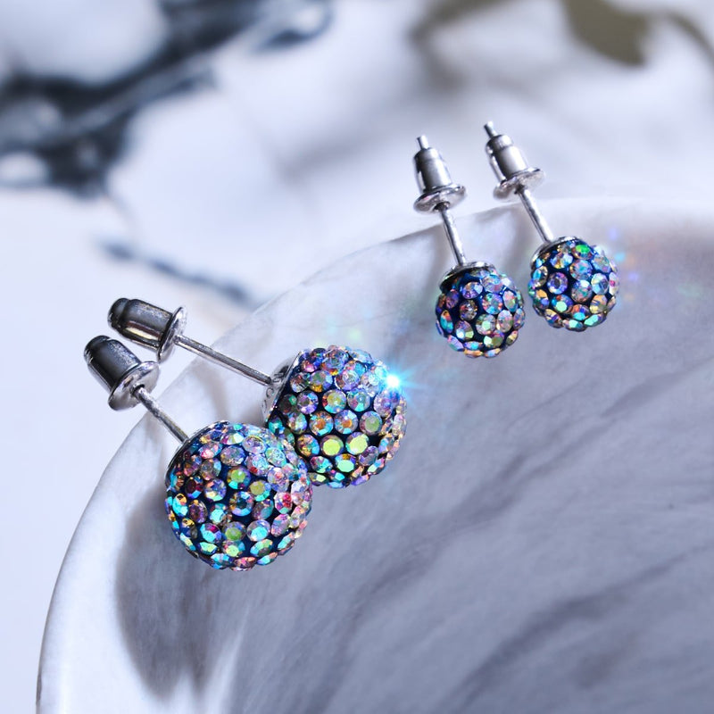 Midnight Confetti Crystal | .925 Sterling Silver | Mini Kikiballa Earrings