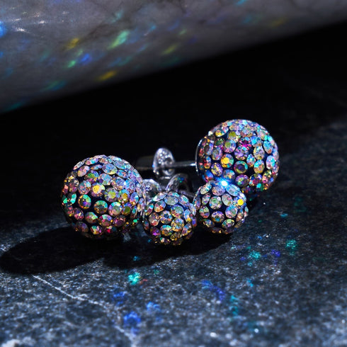 Midnight Confetti Crystal | .925 Sterling Silver | Mini Kikiballa Earrings