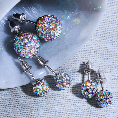 Midnight Confetti Crystal | .925 Sterling Silver | Mini Kikiballa Earrings