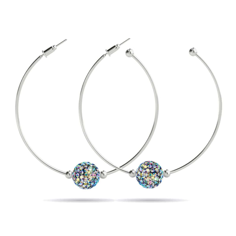 Midnight Confetti Crystal | Silver | Kikiballa Hoop Earrings