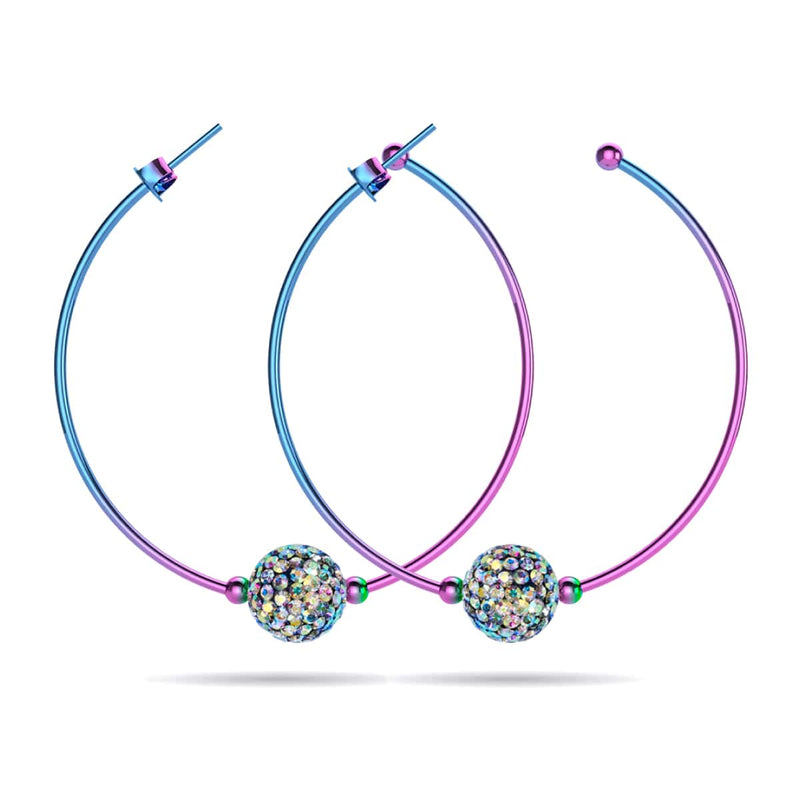 Midnight Confetti Crystal | Unicorn Silver | Kikiballa Hoop Earrings