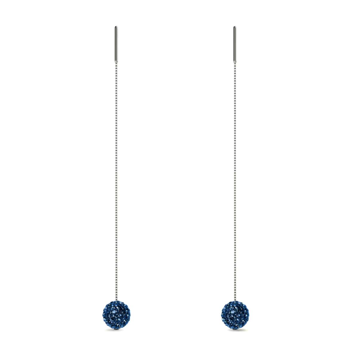 Sapphire Crystal | .925 Sterling Silver | Chain Drop Threader Kikiballa Earrings