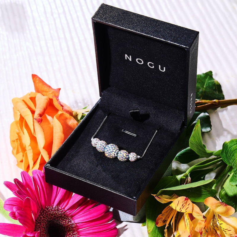 Midnight Confetti Crystal | .925 Sterling Silver | Kikiballa Infinity Clasp Necklace