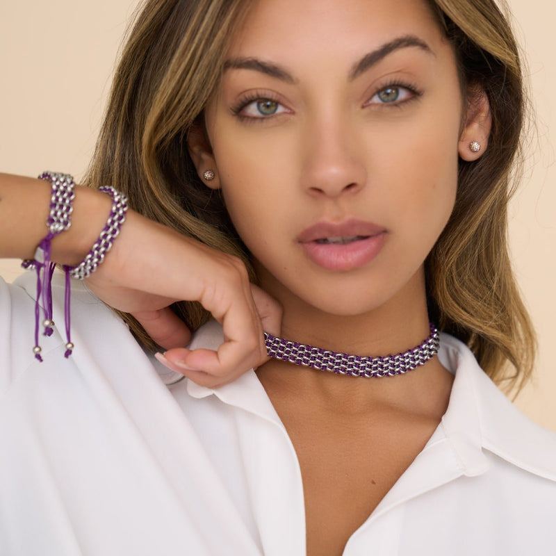 Purple x Silver | Kismet Links | Choker Necklace