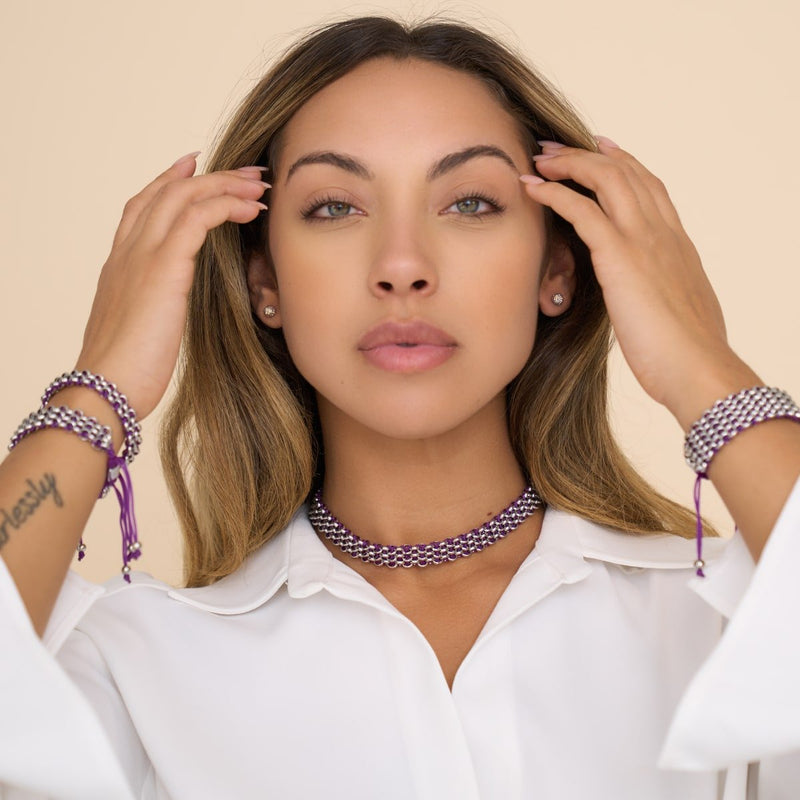 Purple x Silver | Kismet Links | Choker Necklace