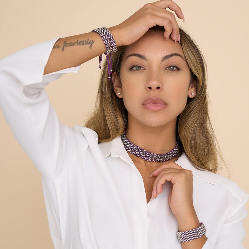 Purple x Silver | Kismet Links | Deluxe Choker Necklace