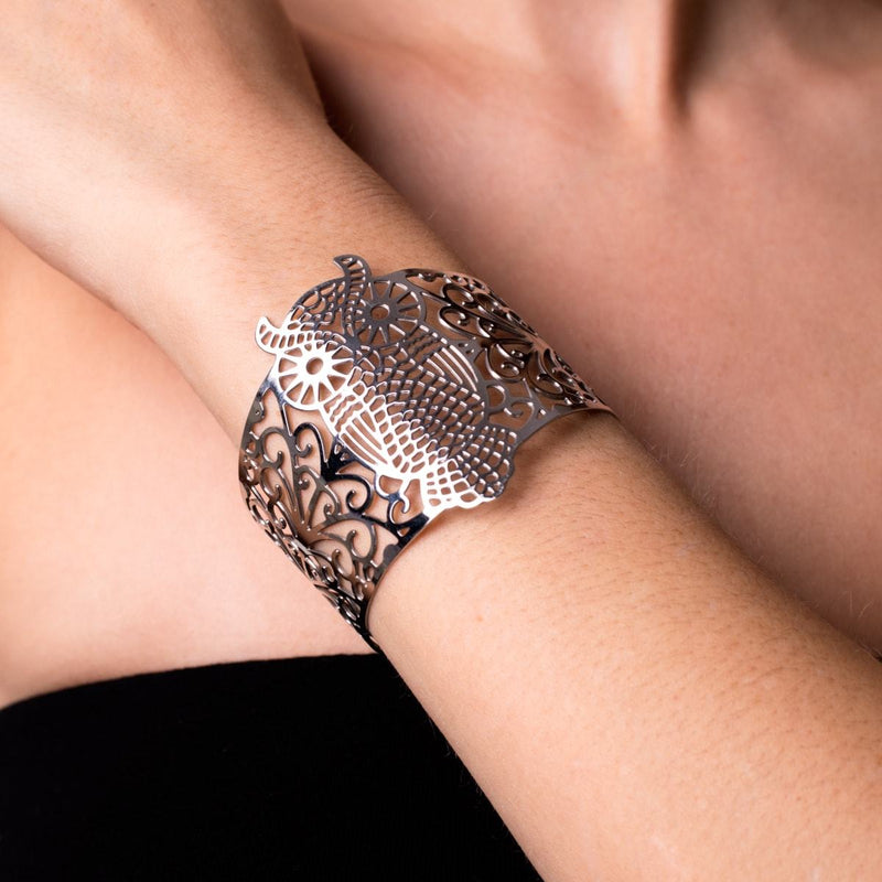 Owl | Silver | Laser Cut Cuff