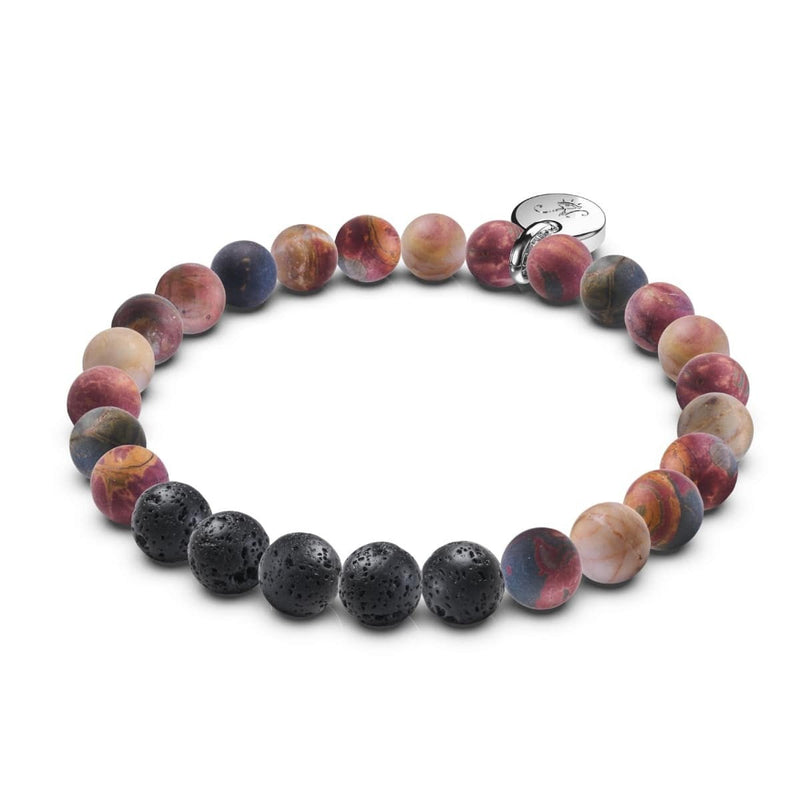 Red Picasso Jasper x Lava Rock Bead Bracelet
