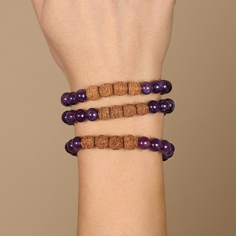 Astral | Amethyst x Rudraksha | Mala Bracelet