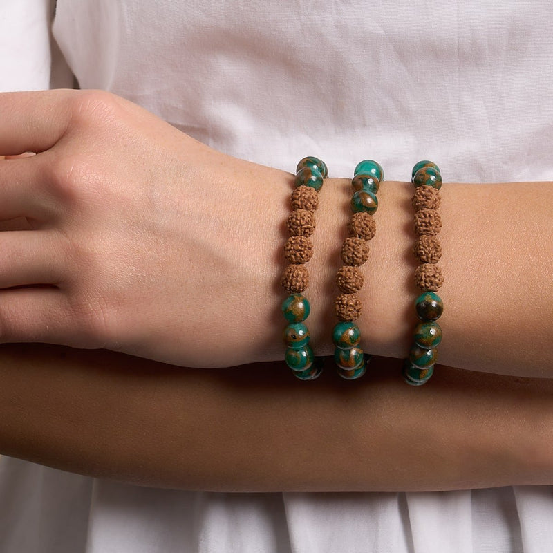 Ethereal | New Green Agate x Rudraksha | Mala Bracelet