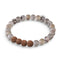 Higher Self | White Line Brown Agate x Rudraksha | Mala Bracelet