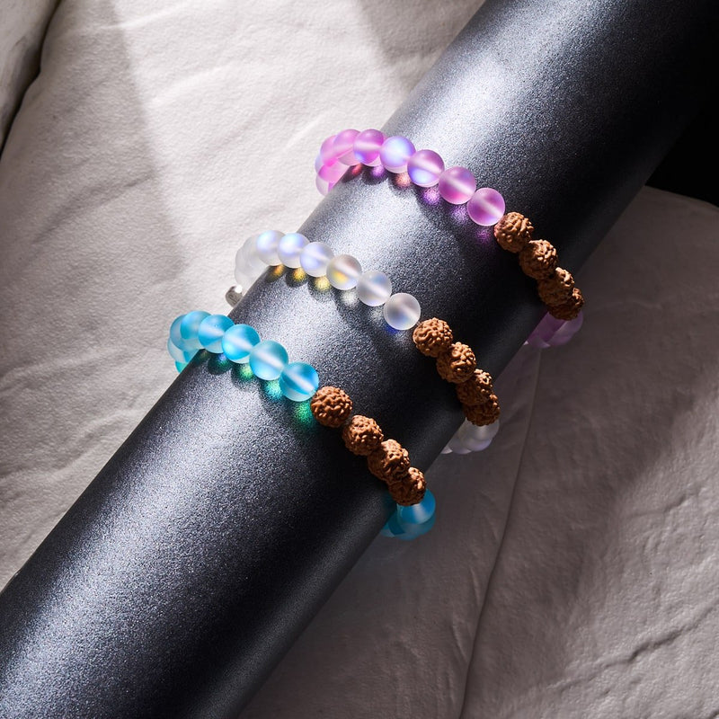 Holistic Glow | Mermaid Glass x Rudraksha | Mala Bracelet