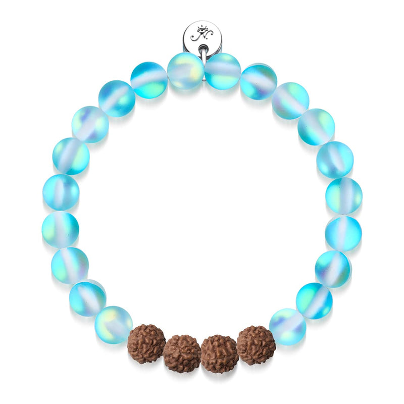 Karmic Glow | Mermaid Glass x Rudraksha | Mala Bracelet