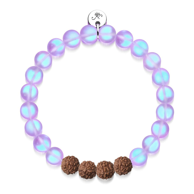 Tantric Glow | Mermaid Glass x Rudraksha | Mala Bracelet