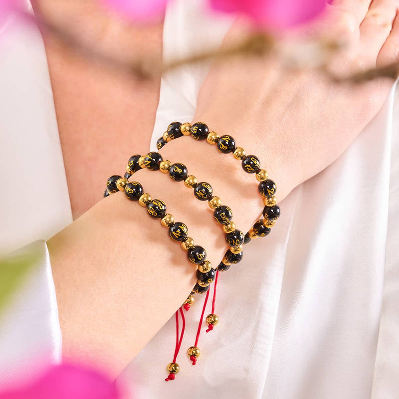 Tibetan Amulet | Mini Obsidian Mantra Bracelet