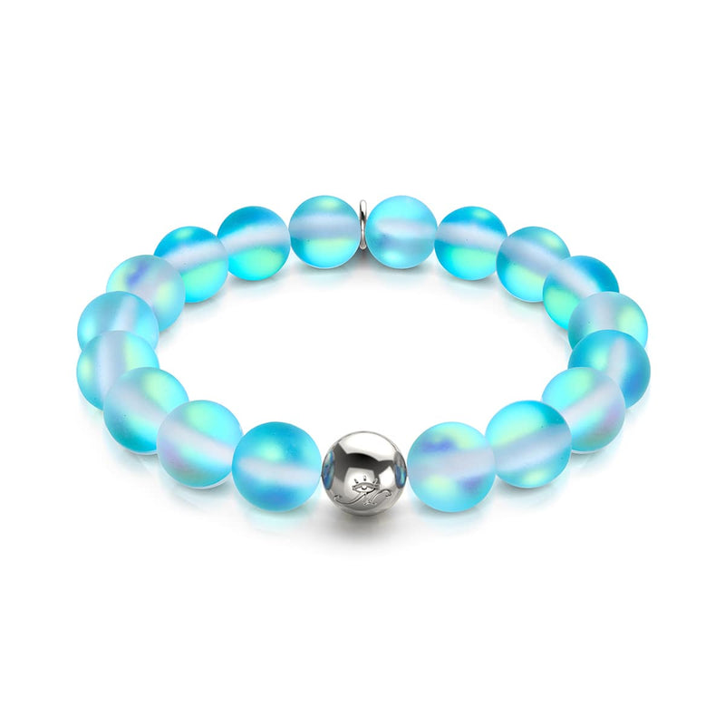 Aquamarine | Silver | Mermaid Glass Statement Bracelet