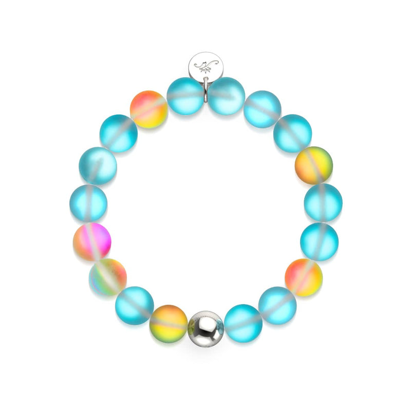 Blue Lemonade | Silver | Mermaid Glass Statement Bracelet
