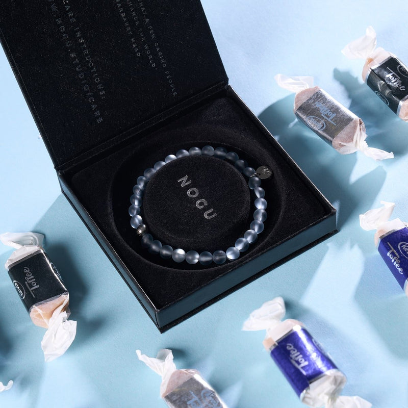 Carbonite | Silver | Mermaid Glass Bead Bracelet