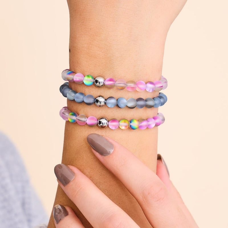 Carbonite | Silver | Mermaid Glass Bead Bracelet