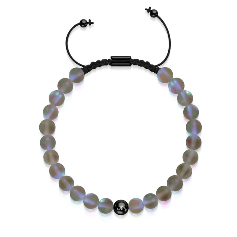 Chocolate | Gunmetal | Mermaid Glass Macrame Bead Bracelet