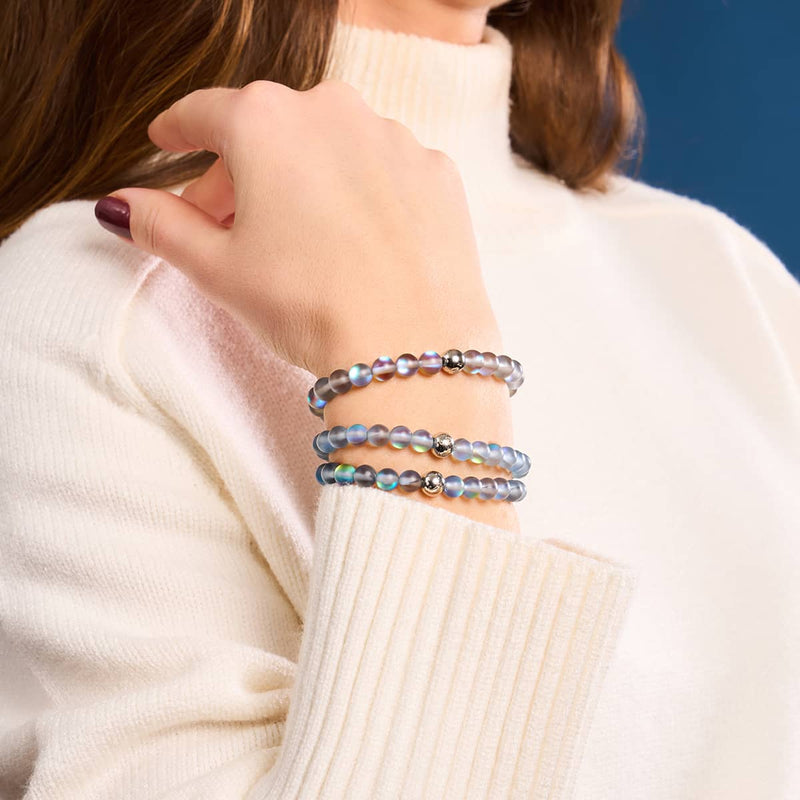 Grey | Silver | Mermaid Glass Bead Bracelet