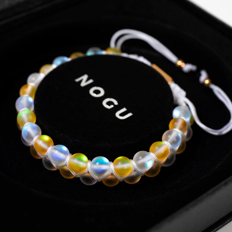 Honeysuckle and White | Gold | Double Mermaid Glass Bracelet