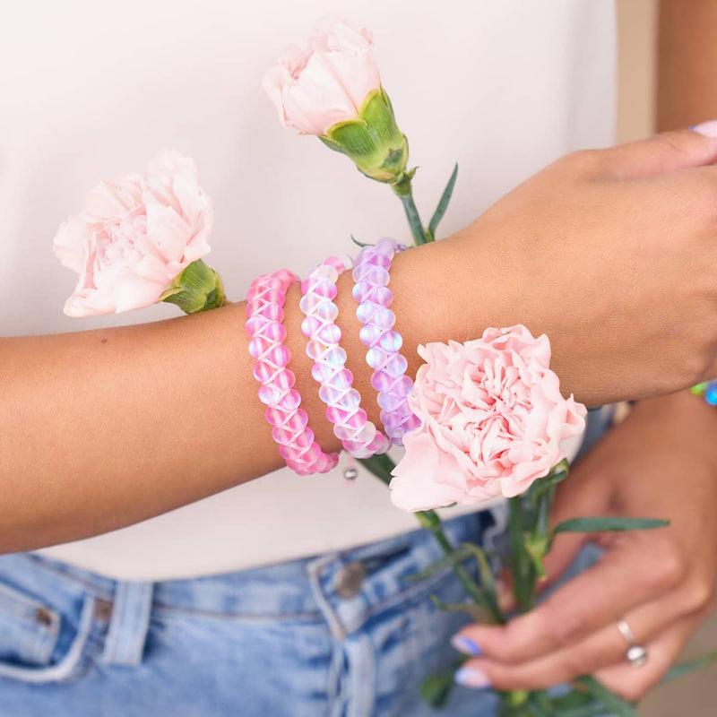 Lavender and White | Silver | Double Mermaid Glass Bracelet