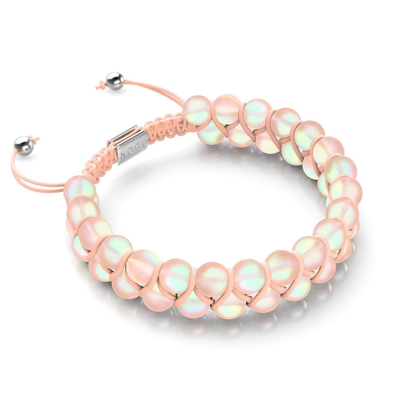 Peach | Silver | Double Mermaid Glass Bracelet