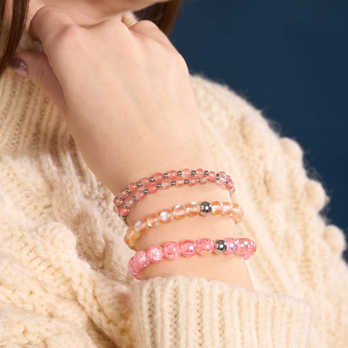 Peach | Silver | Mermaid Glass Macrame Bead Bracelet