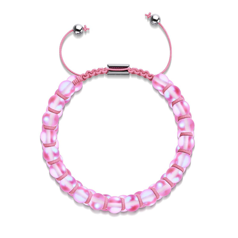 Pink | Silver | Double Mermaid Glass Bracelet