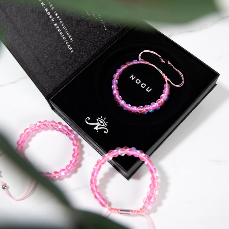 Pink | Silver | Double Mermaid Glass Bracelet